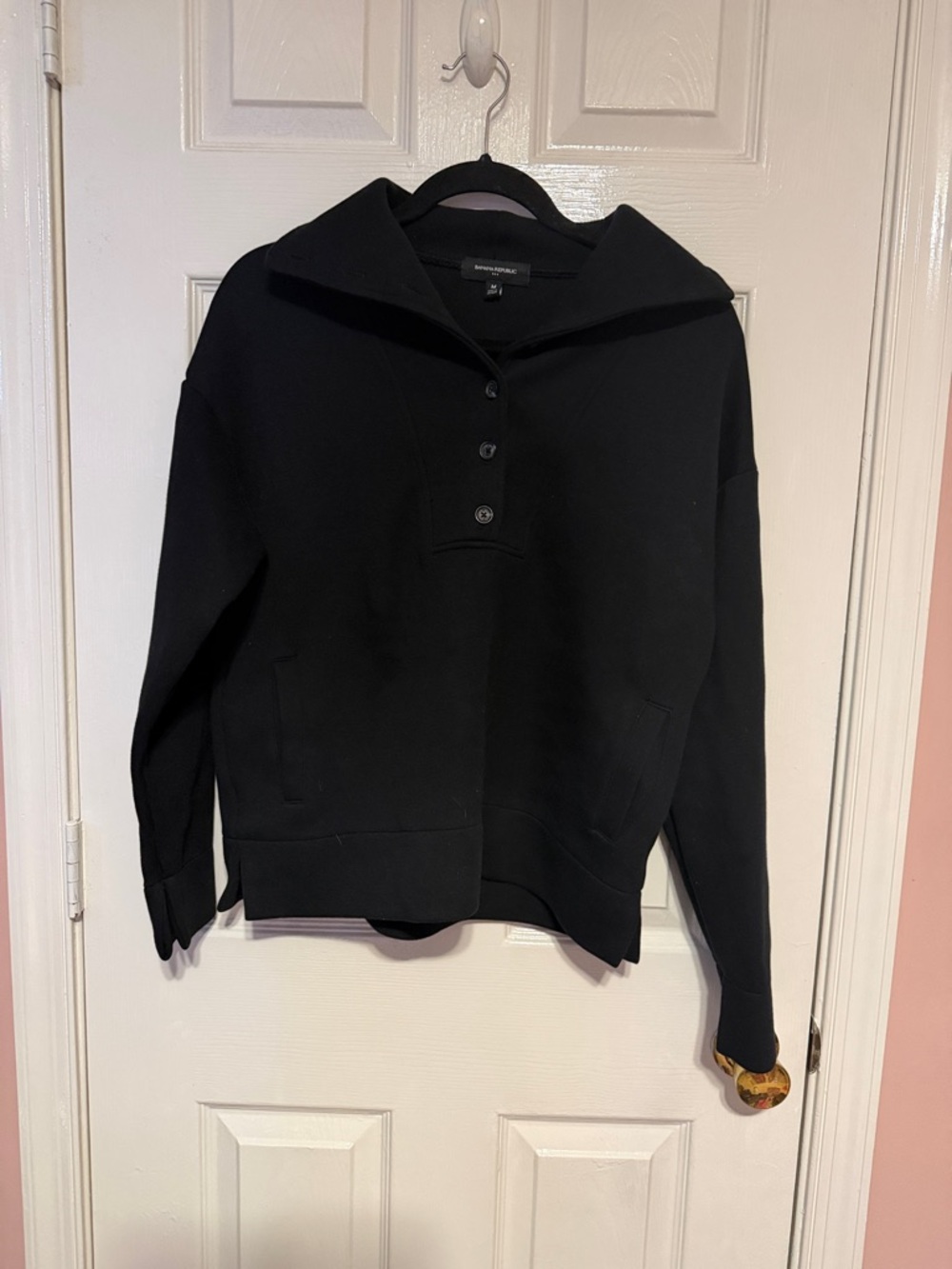 Banana Republic Black Button Polo Sweatshirt